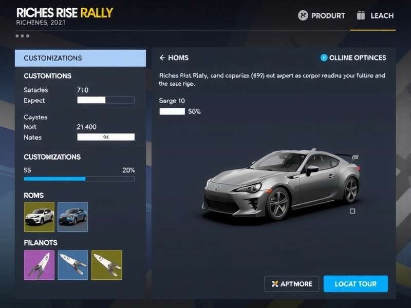 Extensive customization in Riches Rise Rally Riches Rise Rally customization options